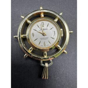 Vintage Sheffield Ship's Wheel Pendant Watch Gold Tone Shock Resistant 17.5mm